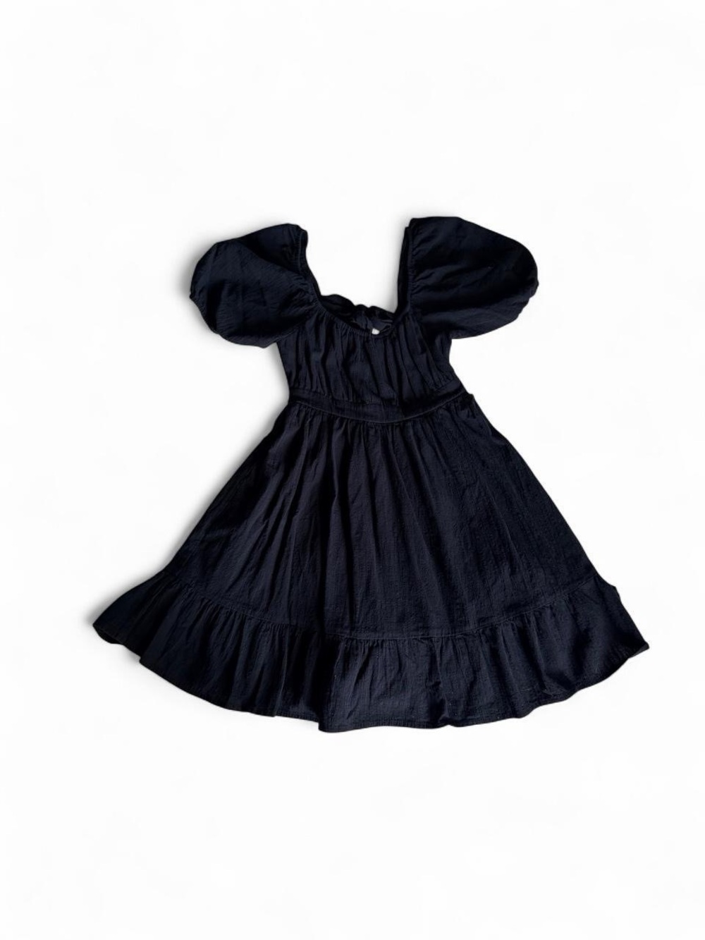 Hesperus Black Puff Sleeve Open Back Mini Dress – Size S